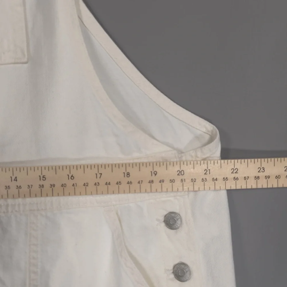 NWT MADEWELL Women’s Denim Oversized Carpenter Shortalls Raw Hem Tile‎ White XXL